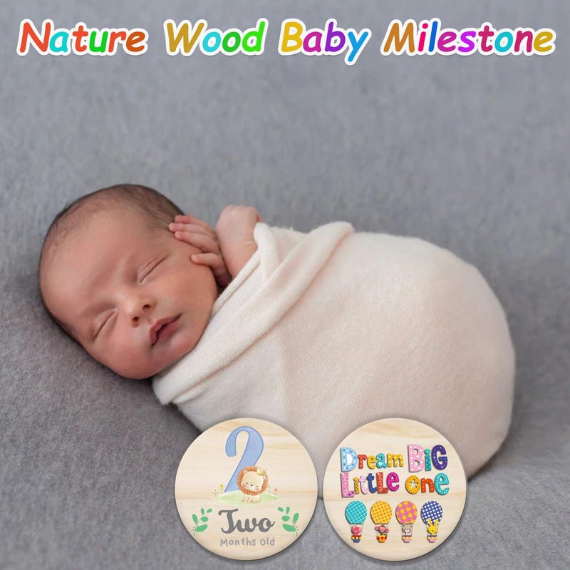 RORANIC Baby Monthly Milestone Cards for Newborn Girl or Boy,Monthly Baby Milestone Newborn Sign Baby Month Anniversary Cards,Baby Shower Cards Come with Organza Gift Bag (Milestone Blocks) - Image 5